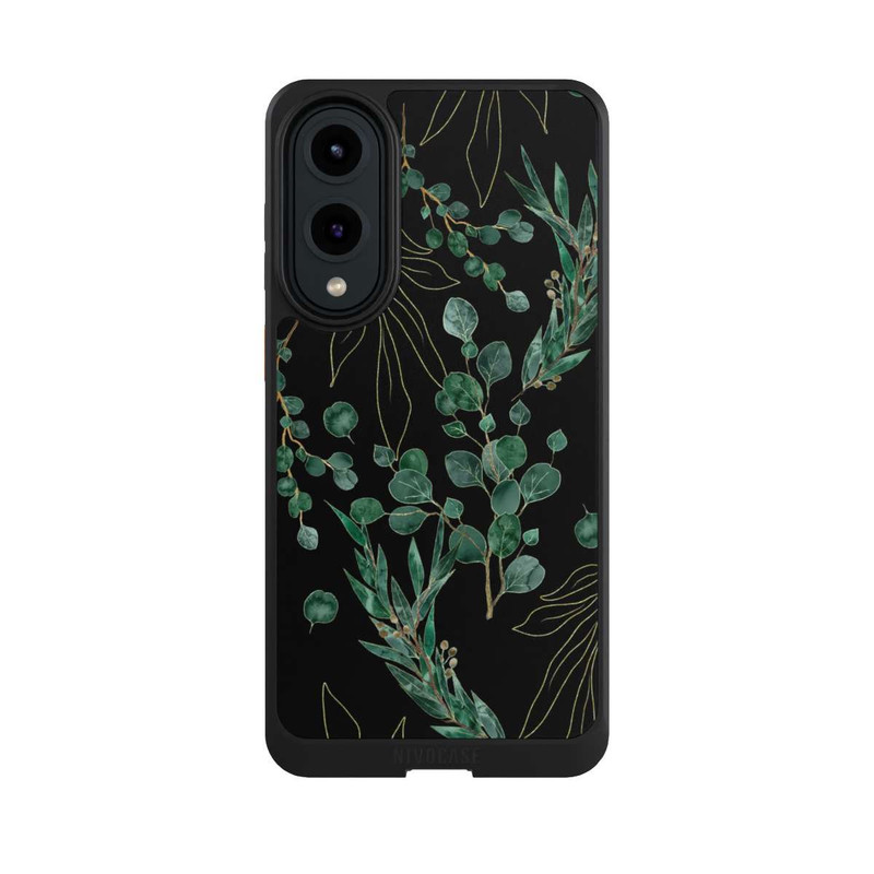 Galaxy S25 Edge NIVOcore Feuilles d'Eucalyptus Fond Noir