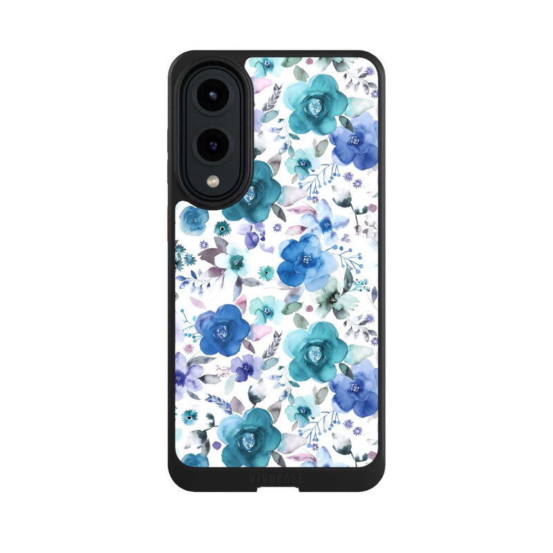 Galaxy S25 Edge NIVOcore Bouquets de fleurs d'hiver bleu