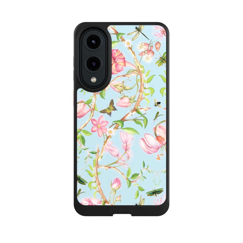 Galaxy S25 Edge NIVOcore Fleurs Botaniques Vintage Bleu