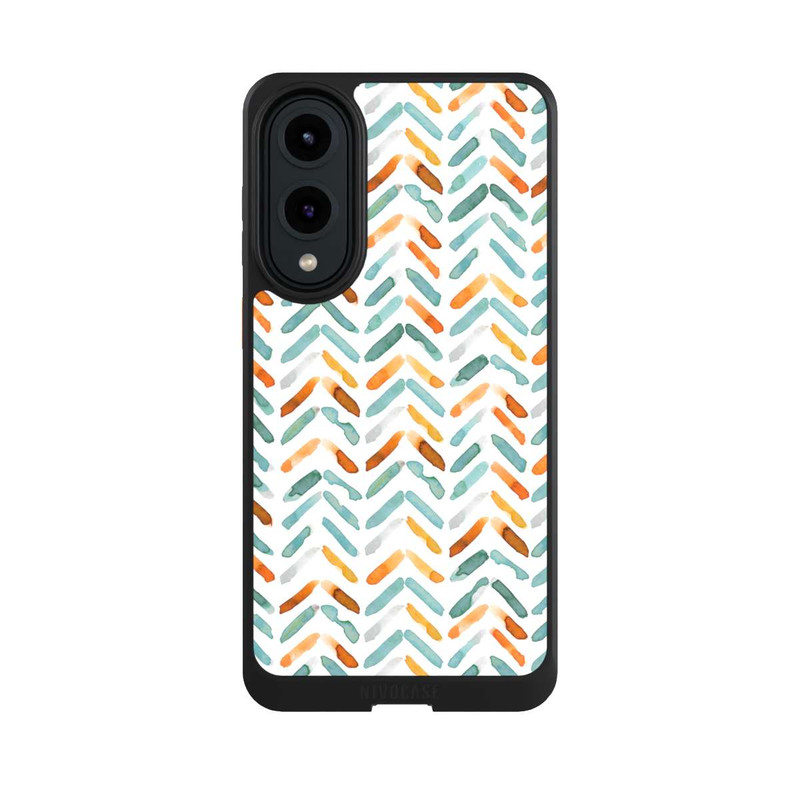 Galaxy S25 Edge NIVOcore Élégant Automne Chevron Bleu Orange
