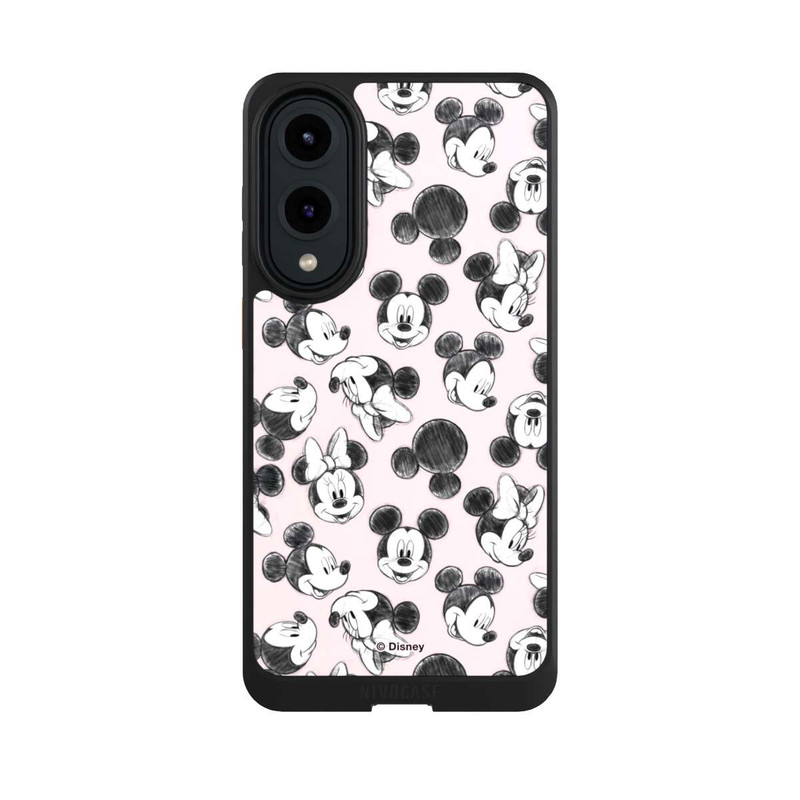 Galaxy S25 Edge NIVOcore Minnie & Mickey aux multiples visages rose