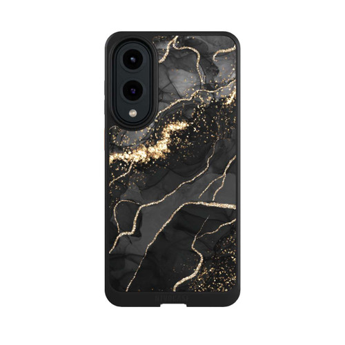 Samsung Galaxy S25 Edge NIVOcore Look Spirales de Marbre Sombre &amp; Or