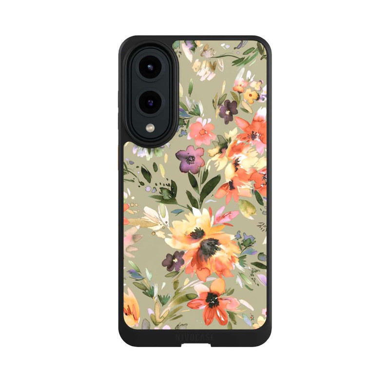 Galaxy S25 Edge NIVOcore Malerische tropische Blumen Salbeigrün
