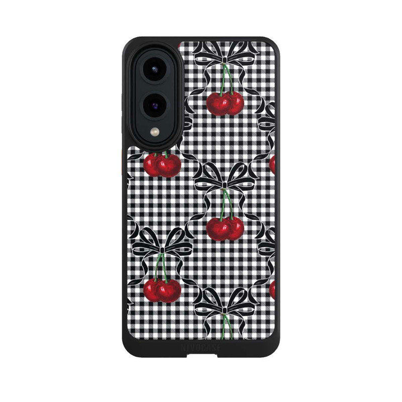Galaxy S25 Edge NIVOcore Kirschen Muster Schwarz