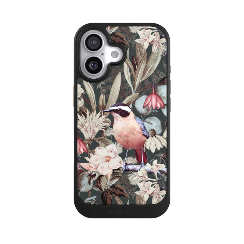 iPhone 17 NIVOcore Oiseau orange à motif de fleurs vintage