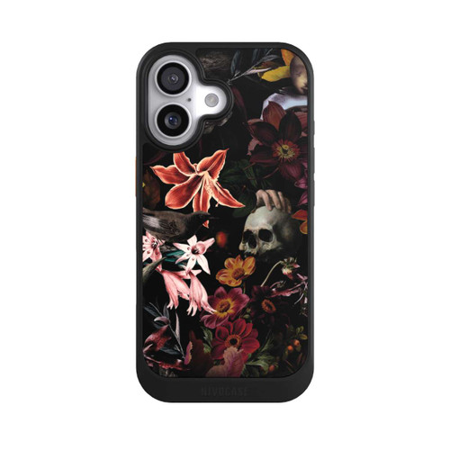 Apple iPhone 17 NIVOcore Totenköpfe und Blumen auf dunklem Hintergrund