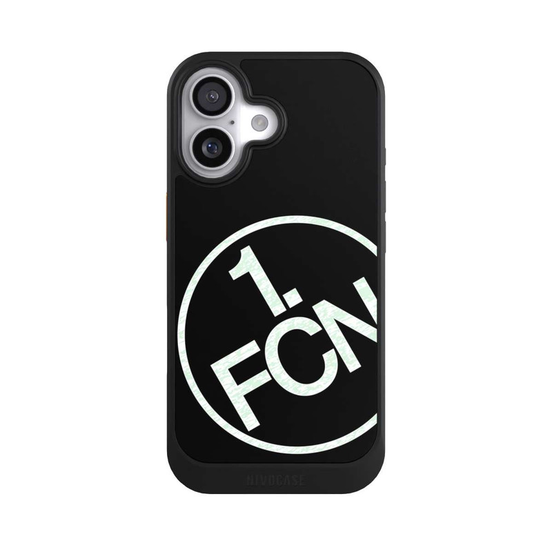 iPhone 17 NIVOcore FCN Logo Weiß Texture auf Schwarz