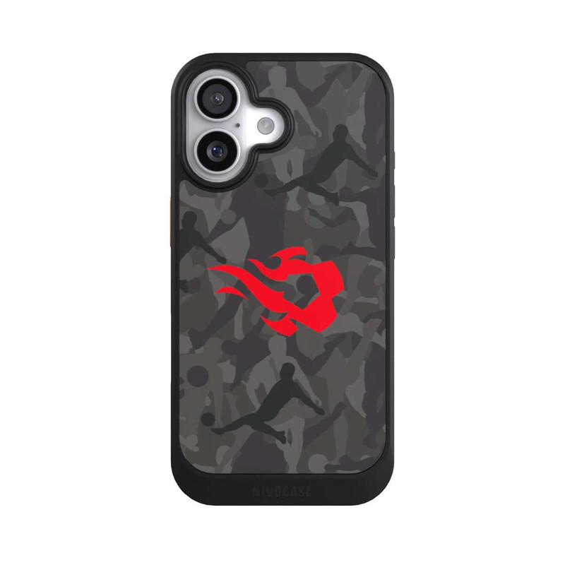 iPhone 17 NIVOcore Belgisch Rot Flammen Camouflage Grau