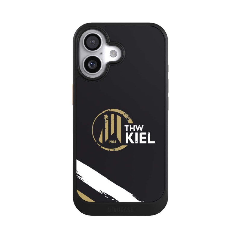 iPhone 17 NIVOcore THW Kiel Logo und Streifen Gold