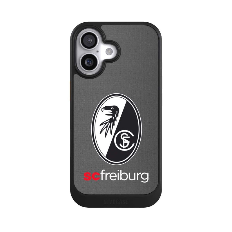 iPhone 17 NIVOcore Carbon Hell Hintergrund mit dem Schriftzug SC Freiburg