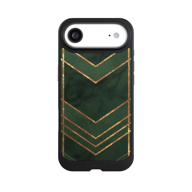 iPhone Air NIVOcore Dunkelgrün gemustert Goldene Streifen