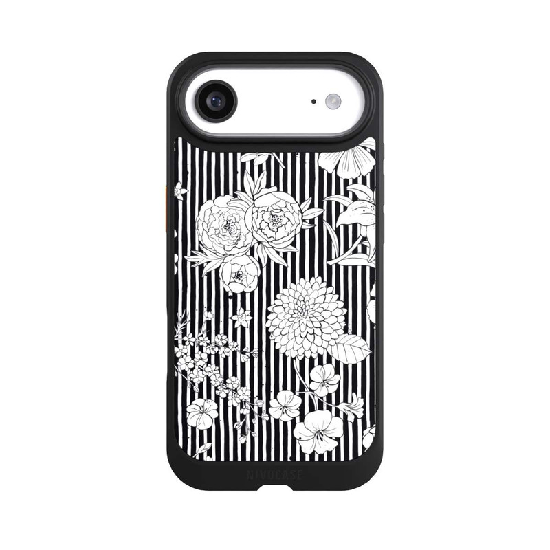 iPhone Air NIVOcore Blumen und Streifen Schwarz und Weiß