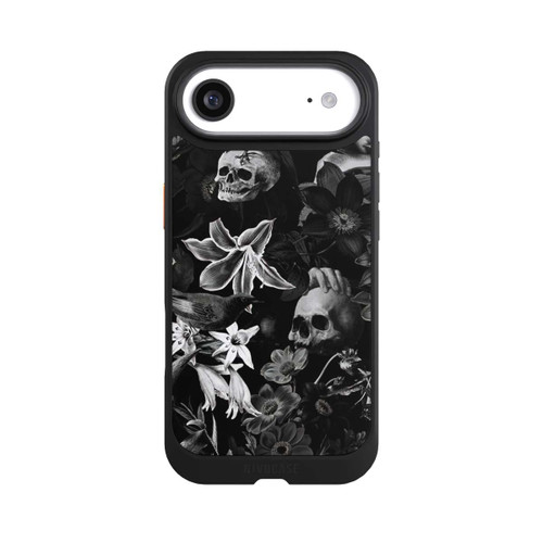 Apple iPhone Air NIVOcore Totenköpfe und Blumen auf schwarzem Hintergrund