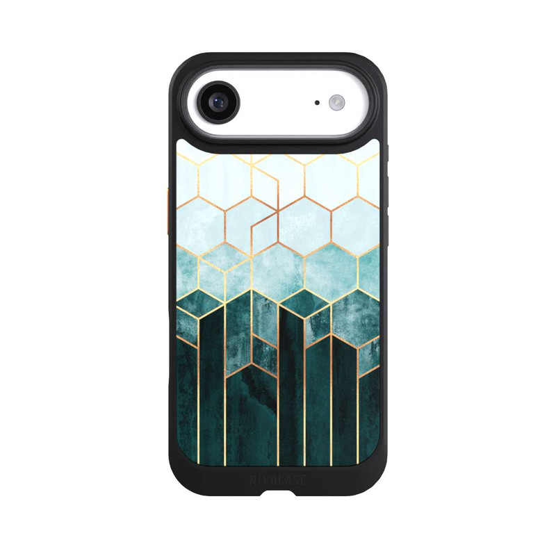 iPhone Air NIVOcore Blaugrüne Sechsecke