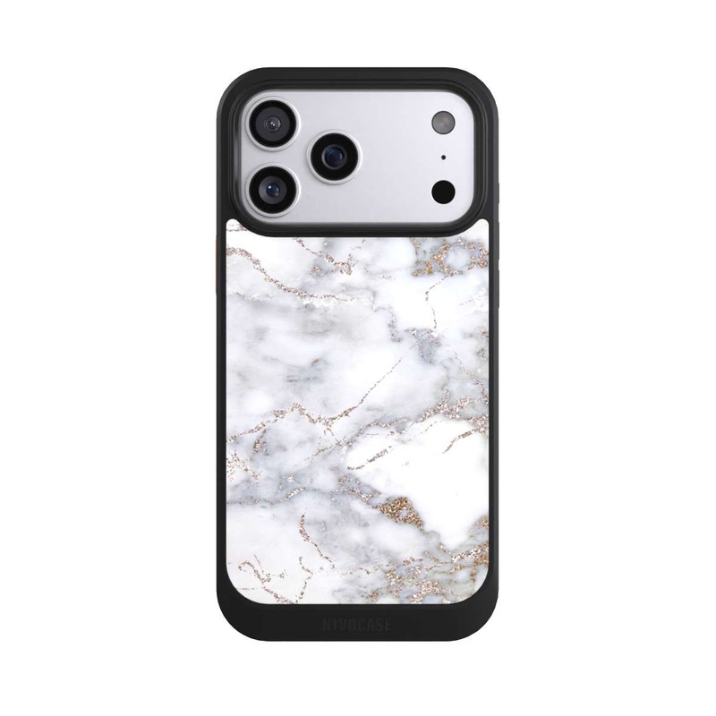 iPhone 17 Pro Max NIVOcore Silberglitzer Marmorlook