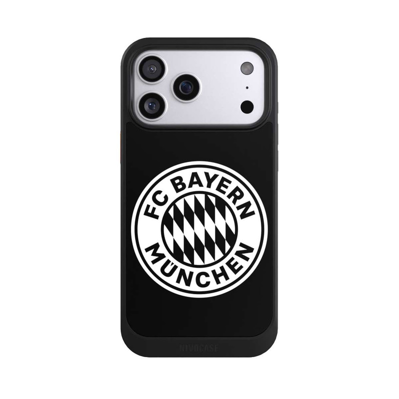 iPhone 17 Pro Max NIVOcore Klassisches FCB Logo Klein - Weiß auf Schwarz