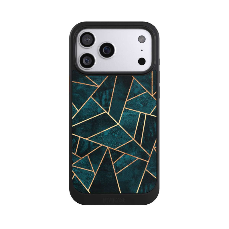 iPhone 17 Pro Max NIVOcore Tief Blaugrün Stein Gold Druck
