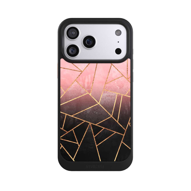 iPhone 17 Pro Max NIVOcore Pinker und Schwarzer Stein Gold Druck