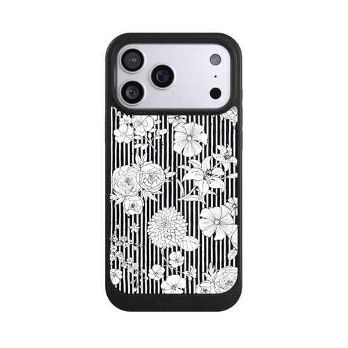 Apple iPhone 17 Pro Max NIVOcore Fleurs et rayures noir et blanc