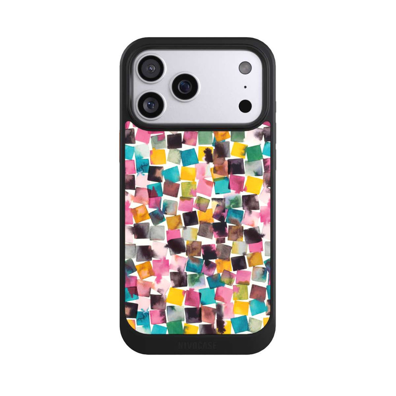 iPhone 17 Pro Max NIVOcore Watercolor Geometric Plaids Pink