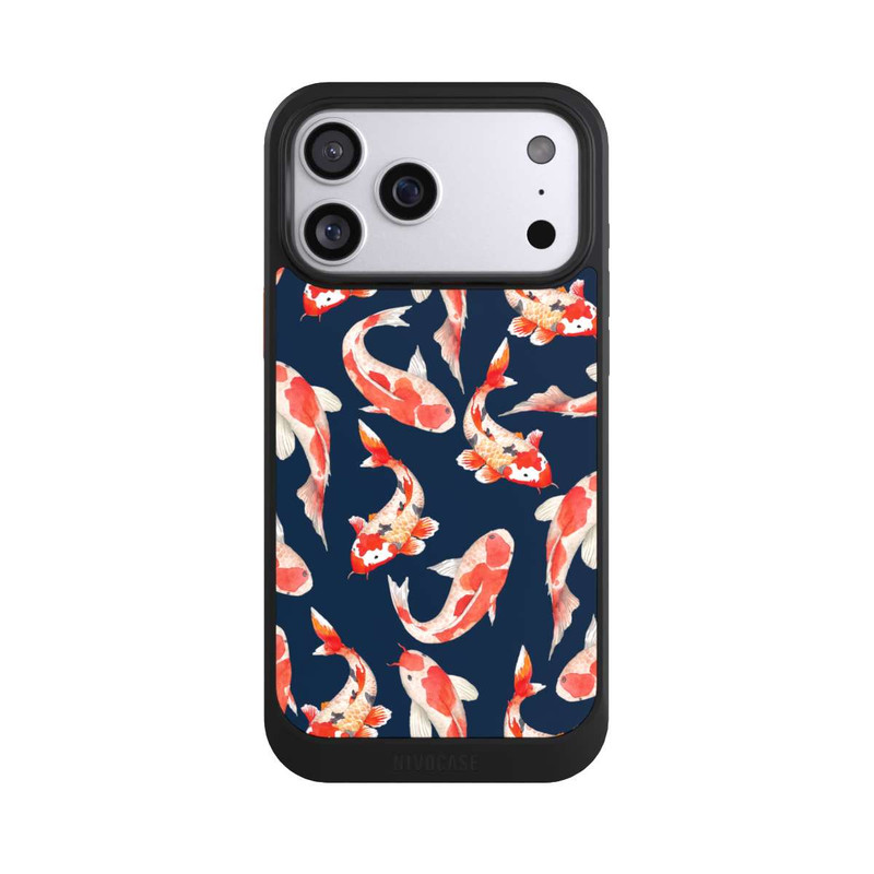 iPhone 17 Pro Max NIVOcore Poisson corail sur fond bleu