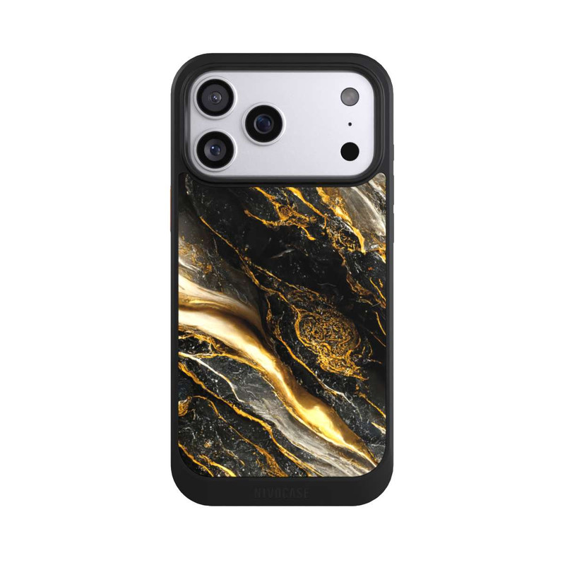 iPhone 17 Pro Max NIVOcore Schwarze Marmor Goldschichten