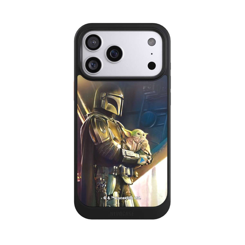 iPhone 17 Pro Max NIVOcore Mandaloriens et Grogu à l'intérieur du vaisseau
