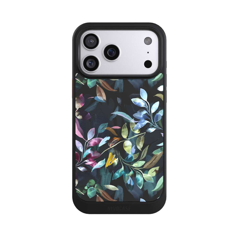 iPhone 17 Pro Max NIVOcore Mystische Aquarellblätter schwarz