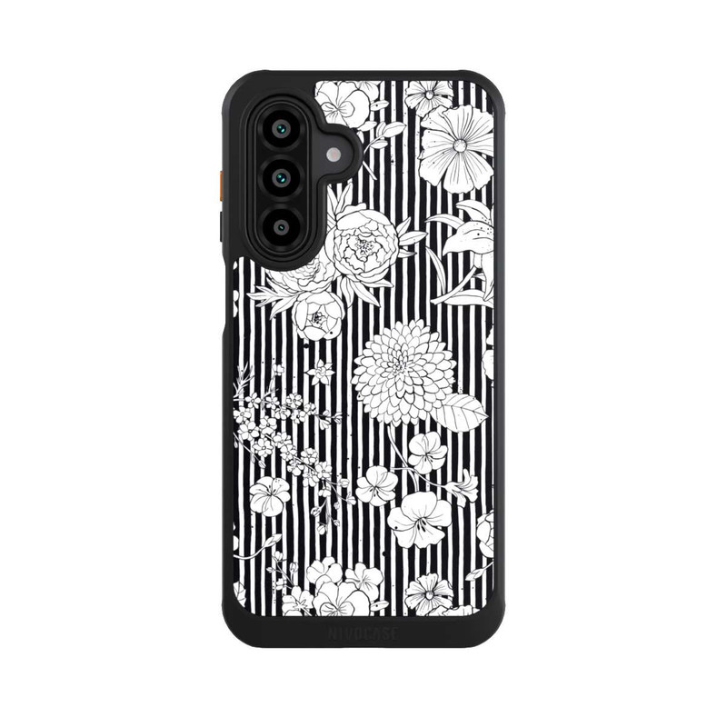 Galaxy A17 5G NIVOcore Fleurs et rayures noir et blanc