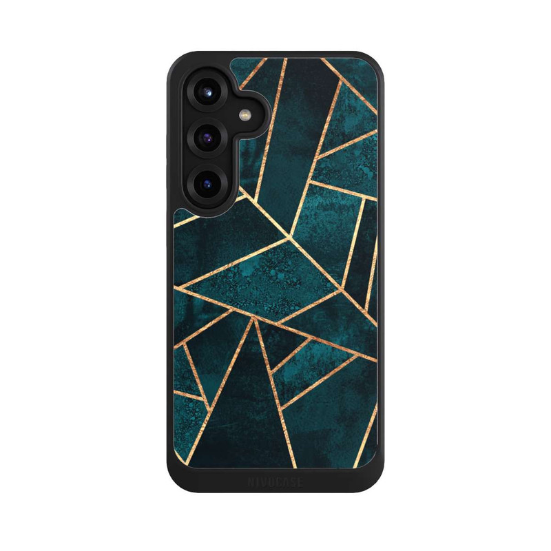 Galaxy S25 + NIVOcore Tief Blaugrün Stein Gold Druck