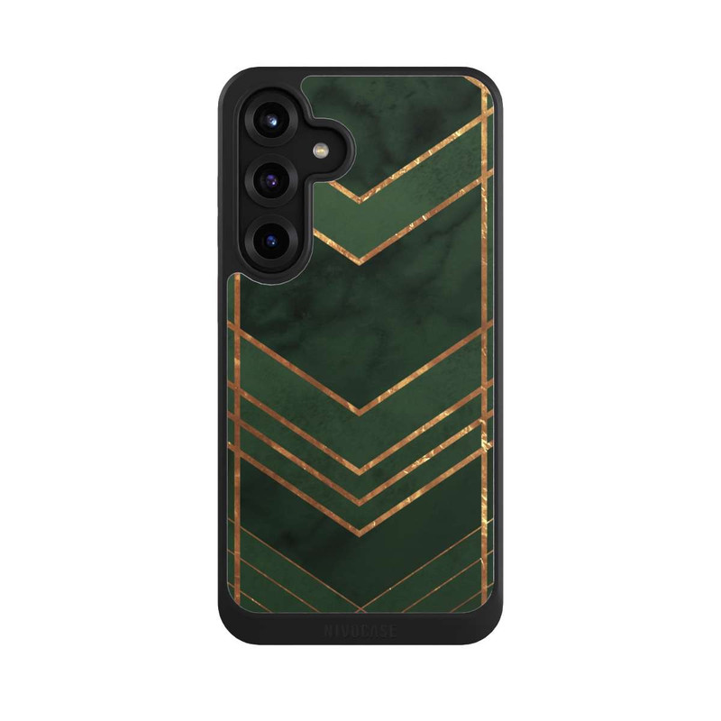 Galaxy S25 + NIVOcore Dark Green Pattern Golden Stripes