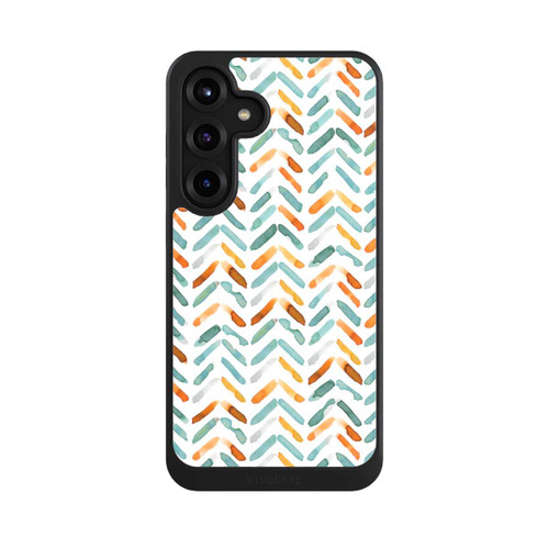 Samsung Galaxy S25+  NIVOcore Elegantes Herbstchevron Blau Orange
