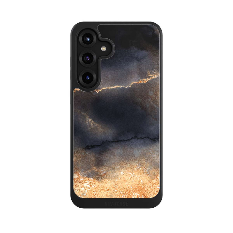 Galaxy S25 + NIVOcore Schwarzer Marmor Goldstaub Look