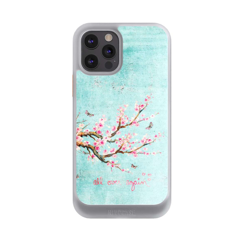 iPhone 12 Pro NIVOcore Motif d'arbre en fleurs de cerisier bleu