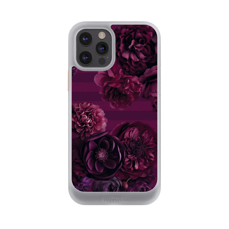iPhone 12 Pro NIVOcore Majestic Baroque Blossom Dream Burgundy Pink with AI