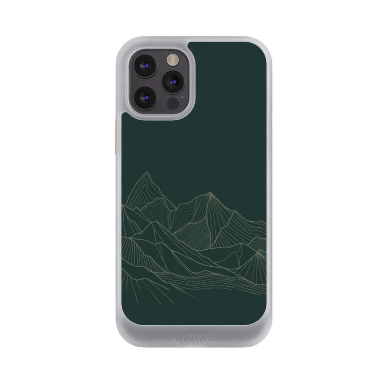 iPhone 12 Pro NIVOcore Berg Line Art Grün