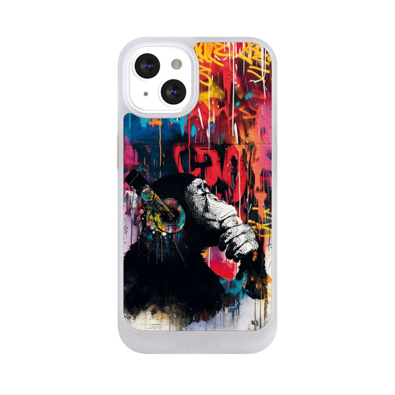 iPhone 13 NIVOcore Affe Stereo Kopfhörer Graffiti Street Art Blau