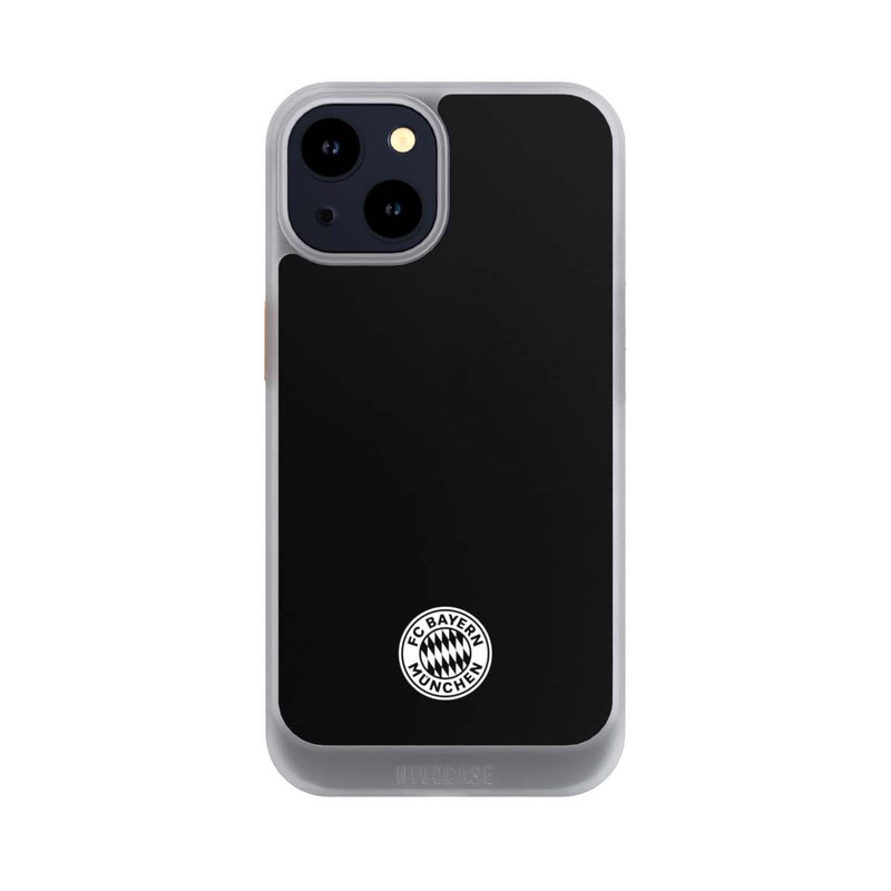 iPhone 14 NIVOcore Klassisches FCB Logo Klein - Weiß auf Schwarz