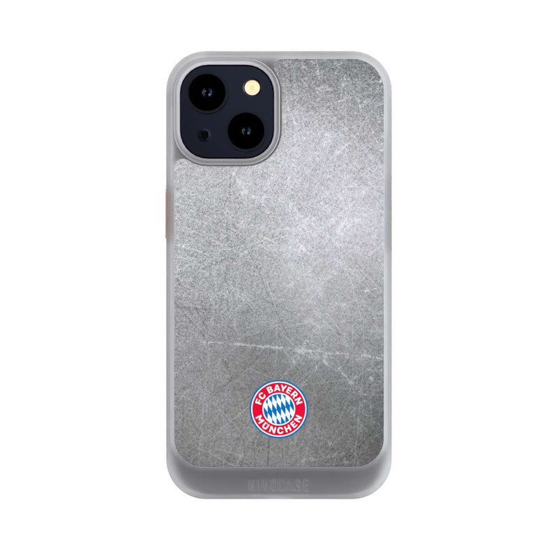 iPhone 14 NIVOcore Klassisches FCB Logo Klein - Bunt auf Metalllook