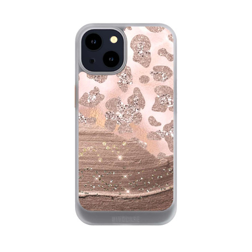 Apple iPhone 14 NIVOcore Silberner Leoparden Glitzerlook