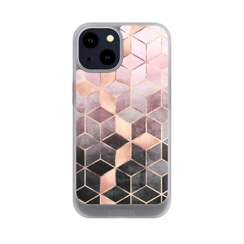 Apple iPhone 14 NIVOcore Imprimé Cubes Dégradés Gris Rose