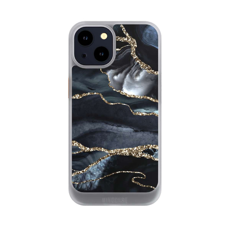 iPhone 14 NIVOcore Dunkler Marmor Gold Glitzerlook
