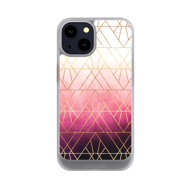 iPhone 14 NIVOcore Pink Ombre Dreiecke Golddruck