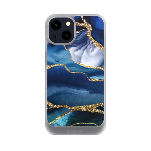 Apple iPhone 14 NIVOcore  Blauer Marmor Gold Glitzer Look