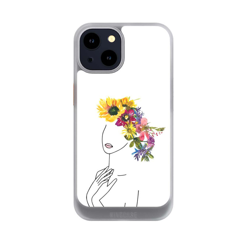 iPhone 14 NIVOcore Line Art Frau mit Blumenkrone
