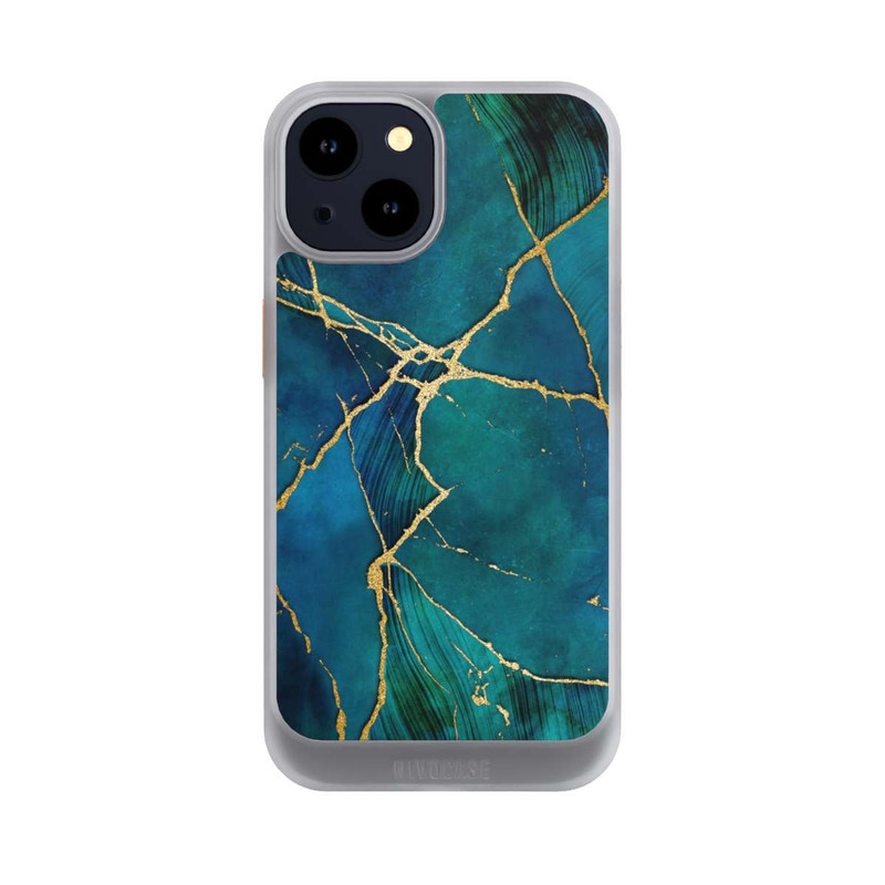 iPhone 14 NIVOcore Look minéral glamour bleu or