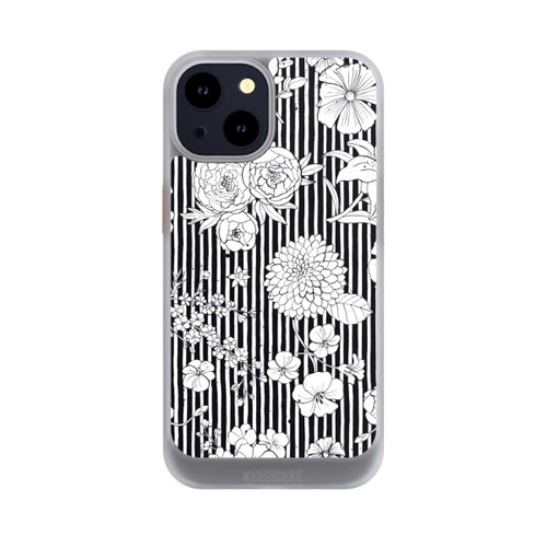 Apple iPhone 14 NIVOcore Fleurs et rayures noir et blanc