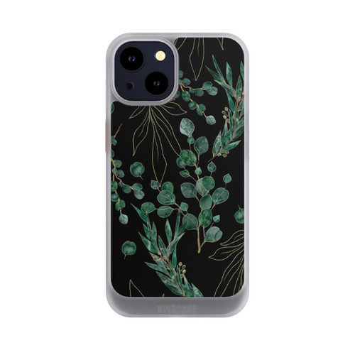 Apple iPhone 14 NIVOcore Feuilles d'Eucalyptus Fond Noir