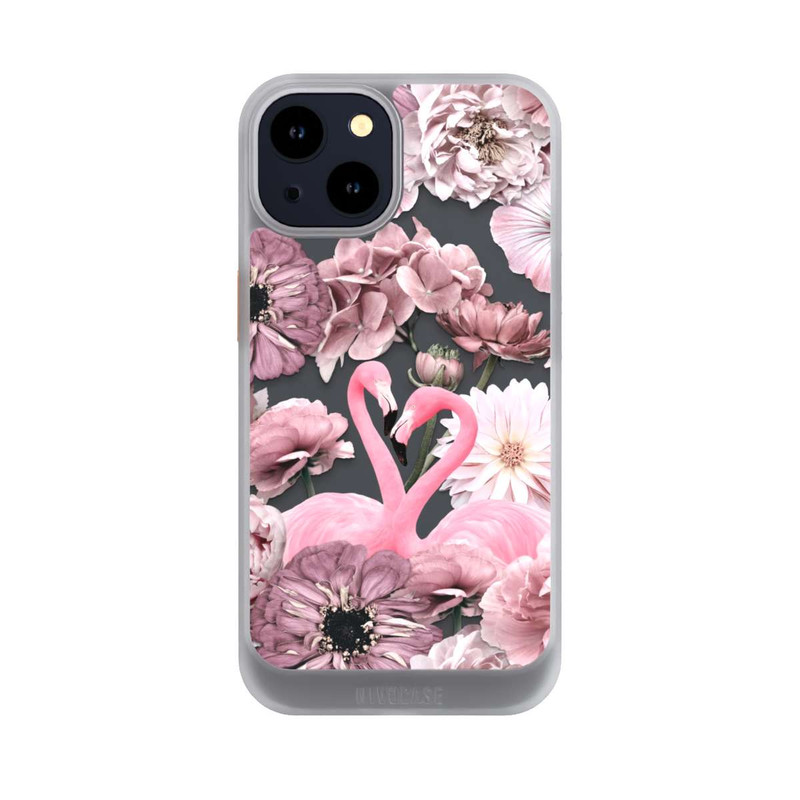 iPhone 14 NIVOcore Flamants roses en motif de fleurs