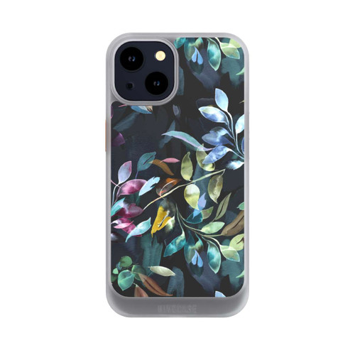 Apple iPhone 14 NIVOcore Mystische Aquarellblätter schwarz